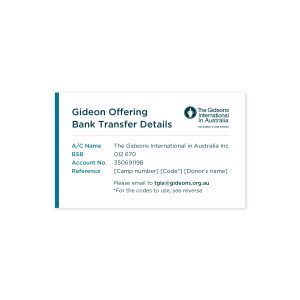 Gideon Bank Transfer Detail Card (10 Pack)